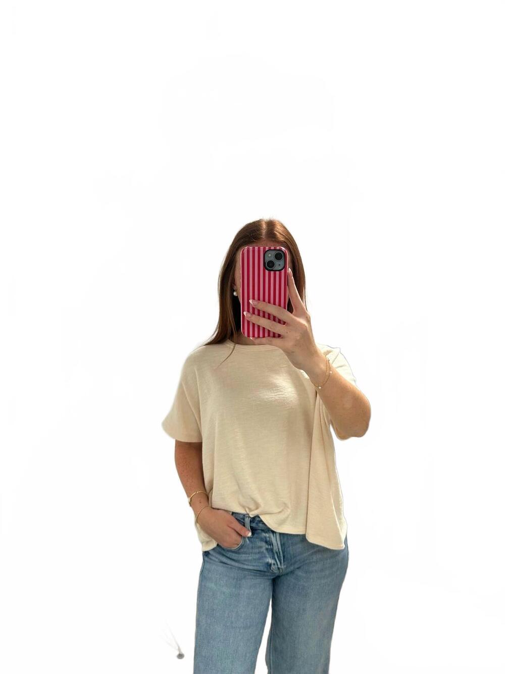 NEW ZENANA cotton oversize tee in light beige